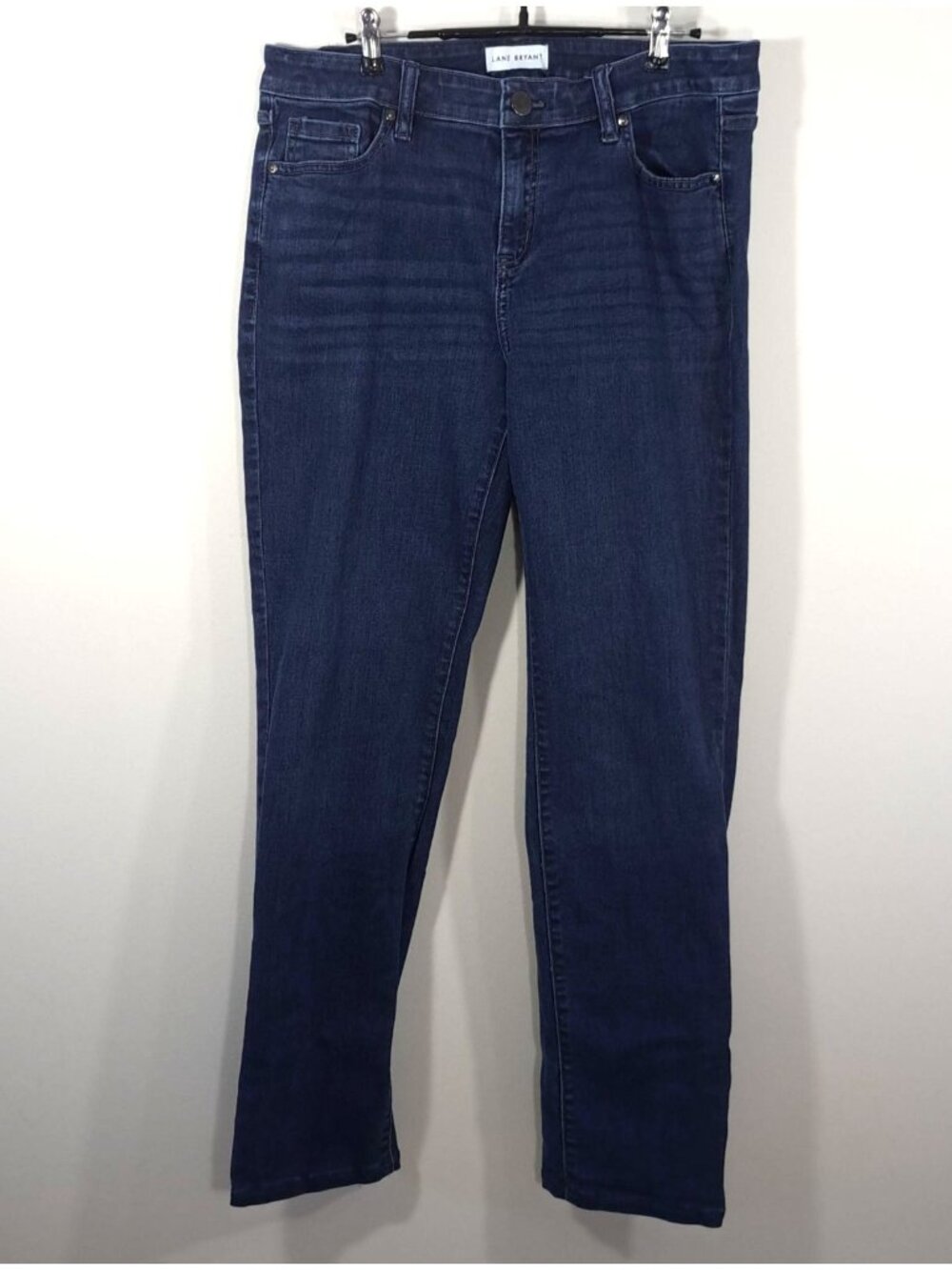 Lane Bryant 14 Long Jean Mid Rise Straight Leg Dark Wash Flex Magic Waistband